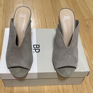 BP Women's Taupe Suede Mules